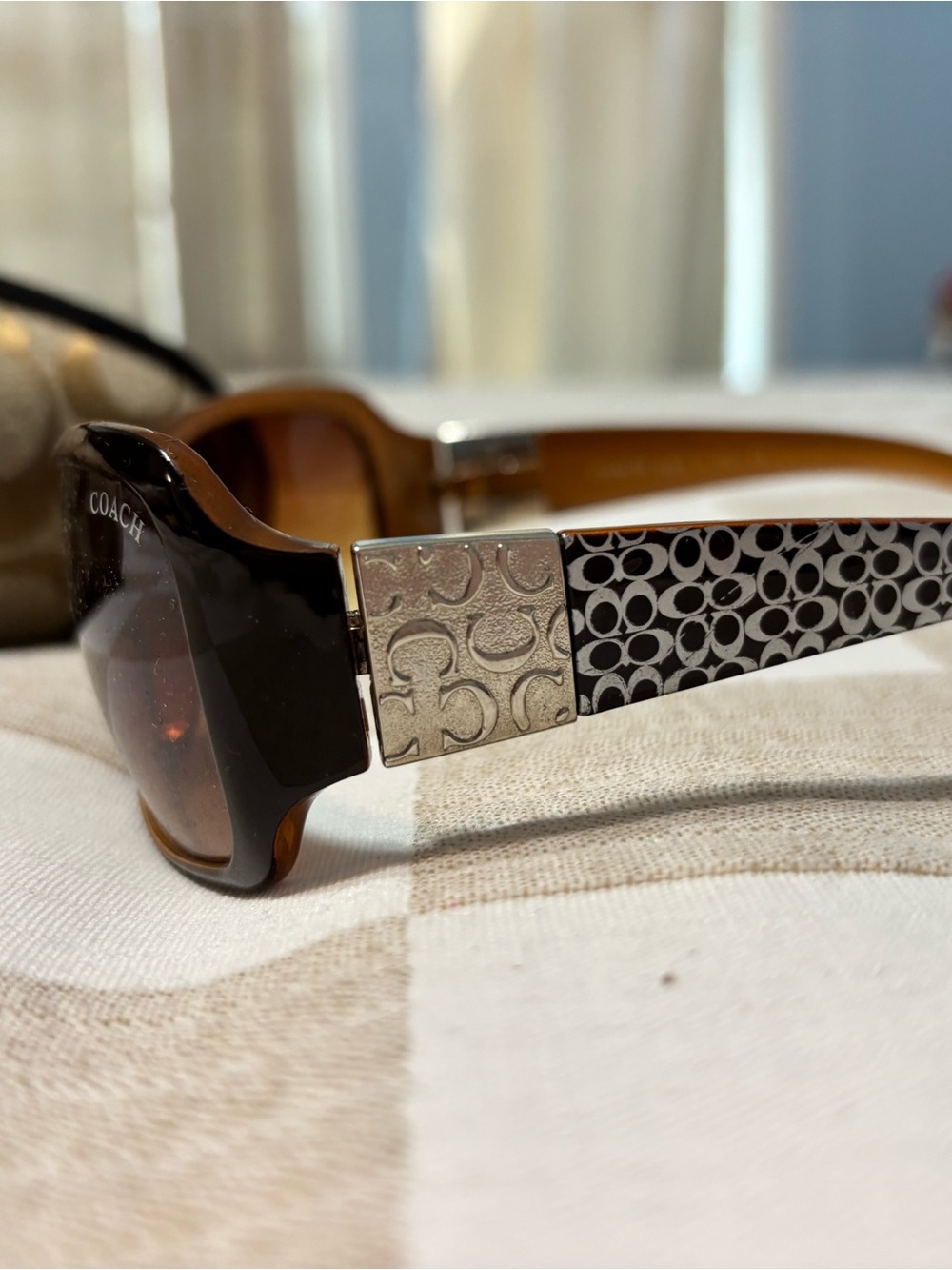 COACH Women's Brown Patterned Logo Sunglasses